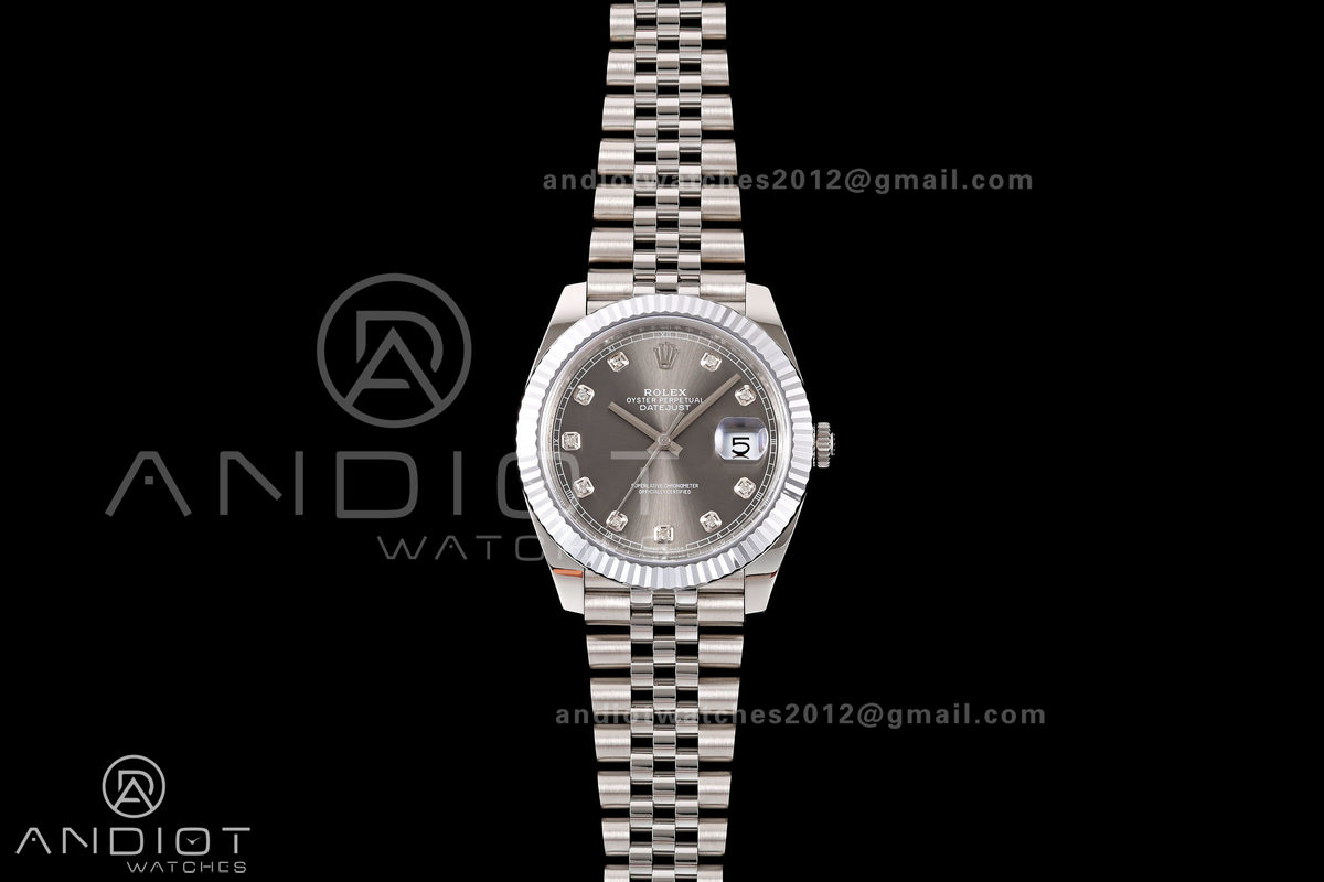 DateJust 41 126334 904L SS MZF 1:1 Best Edition Gray Diamonds Dial on Jubilee Bracelet JH3235
